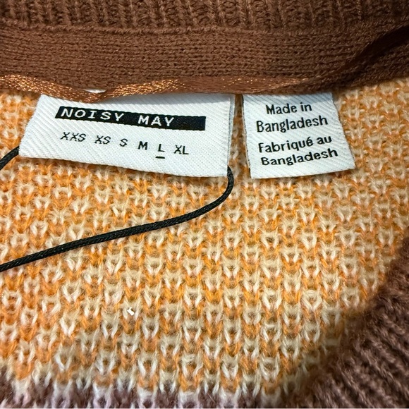 Noisy may Color-Block Crew Neck Sweater Pink and Orange - Picture 8 of 10